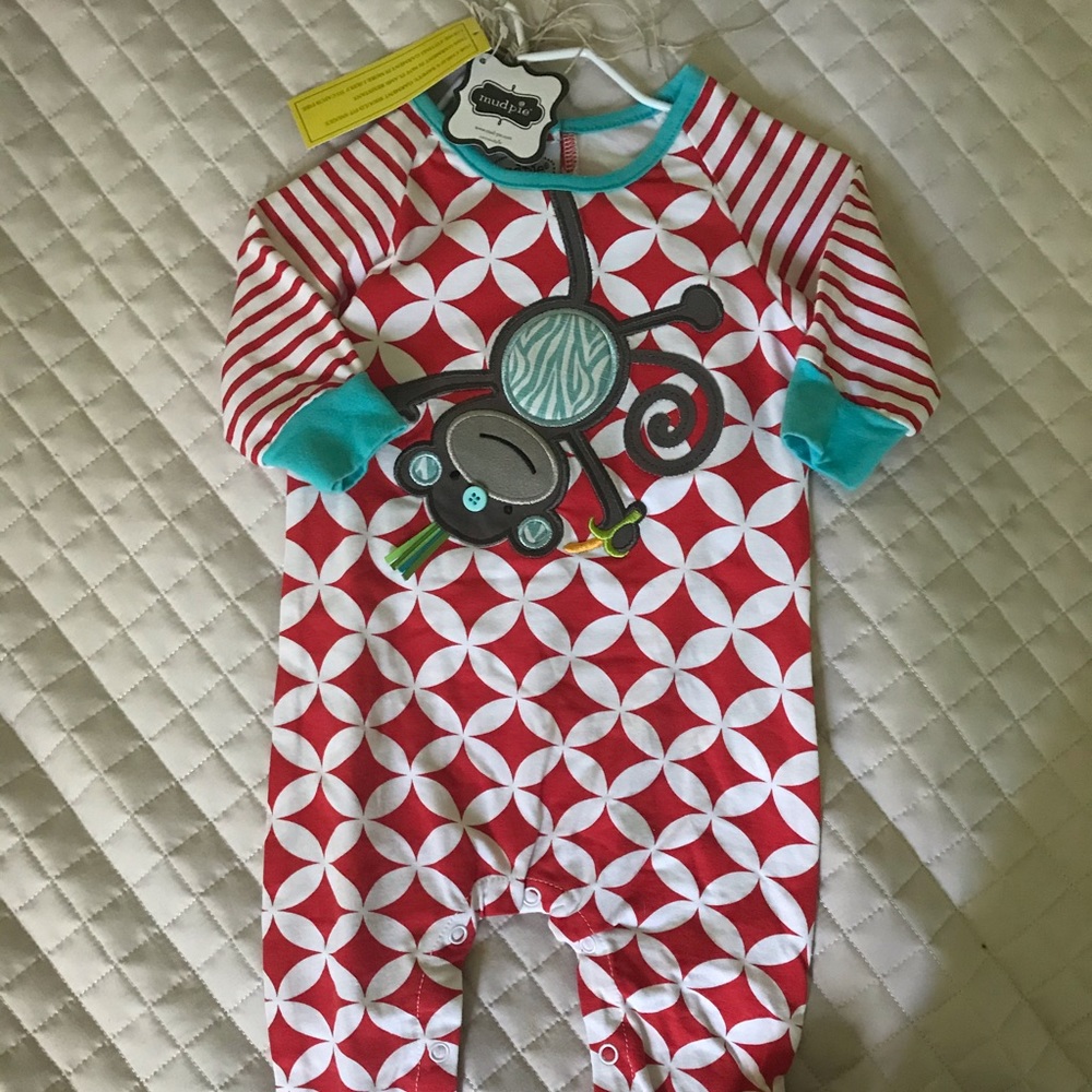 MudPie footed onesie 9-12 months